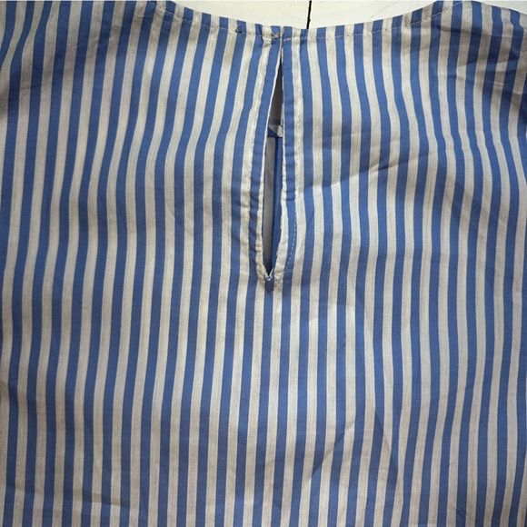 Pomander Place Tuckernuck Blue & White Striped Poplin Lightweight Ruffle Top S - Picture 10 of 14